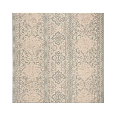 Safavieh 6 ft. 7 in. x 6 ft. 7 in. Beach House Contemporary Square Indoor & Outdoor Area Rugs Aqua & Cream BHS174K-6SQ